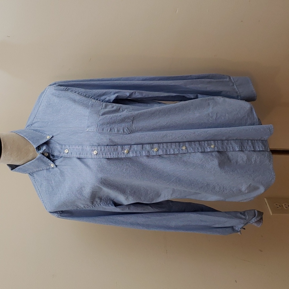 Tommy Hilfinger Men's Slim Fit Cotton Blue/White Check Button Down Shirt 15 1/2"